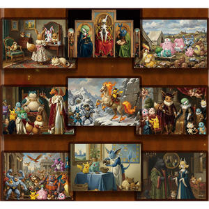 PY Tableau d'art des Peintures Mondialement Célèbres, Carte Pokémon, Nouvelle Boîte Mystère Baleine Personnalisée, Jeu de Société, Fan Art, Elf Baby, Aimant de Réfrigérateur en Gros - Product Image 3