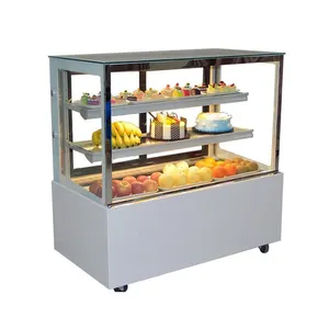 デザートパンショップデコレーションスクエア2ラックケーキディスプレイ冷蔵庫ベーカリーガラスショーケース