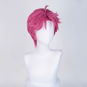 Perruque synthétique résistante à la chaleur pour cosplay, style Saja Boys <span class=keywords><strong>Abby</strong></span>, 35 cm, courte, rose, KPOP, anime, peluca - Product Image 3