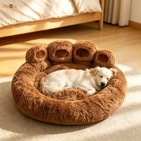 Lit pour chien et chat Petora Cute Cozy Bear Paw en peluche avec mousse à mémoire de forme, chaleur hivernale pour animaux de compagnie de petite/moyenne taille, utilisation en intérieur