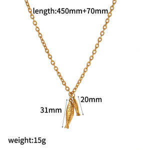 Collier en acier inoxydable avec pendentif animal de la série Océan : Conque, Hippocampe, Poisson – Chaîne décontractée pour clavicule - Product Image 5