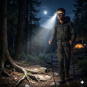 Lampe frontale rechargeable avec capteur de lumière, coupe-vent, haute luminosité, portable, pour la randonnée en plein air, le camping, l'utilisation nocturne - Product Image 1