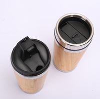 Tasse à café en bambou naturel personnalisable, flacons d'eau, en acier inoxydable 450, sous vide, avec couvercle sans BPA, de 18/8 ml/16OZ