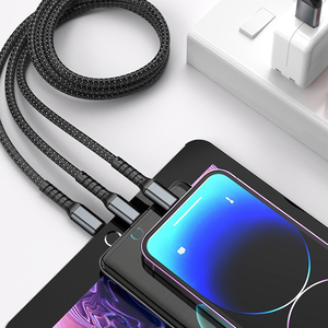 Cable de Carga con Pantalla LED OEM de 1.2M, 3 en 1, 100W, Cable Tipo <span class=keywords><strong>C</strong></span> a Micro USB para iPhone, Luz Nocturna, Cable Micro USB Trenzado de Carga Rápida - Product Image 5