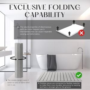 Tapis de salle de bain en terre de diatomée super absorbant, rayé, antidérapant, écologique, pliable, 39x60cm - Product Image 4