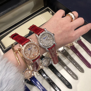 Montre Sport de luxe pour femmes avec cadran romain Iced Out Diamond Sapphire Glass 18mm Crocodile Band Water Resistant Hip Hop Style - Product Image 1