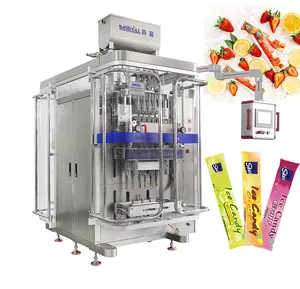 Tam otomatik çok şeritli buz pop dolum makinesi sıvı poşet buz lolly şeker ambalajlama makinesi