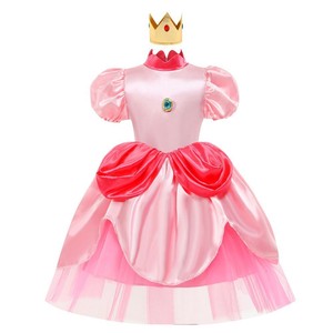 Robe princesse de noël rose pêche pour enfants, robe d'halloween Super Mary <span class=keywords><strong>Mario</strong></span> - Product Image 2