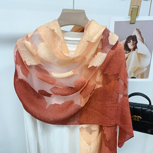 Nuova Sciarpa in Organza alla Moda, Colorata e Sfumata, con Stampa Floreale Rosa, Sexy Sciarpa da Donna, Hijab Tinta Unita - Product Image 6