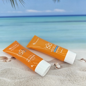 50ml Custom Cosmetic Whitening Clear <b>Sunscreen</b> Lotion Packaging Printed Soft Empty Oval Flat Squeeze Tube For SPF 50 Sunblock - Product Image 5