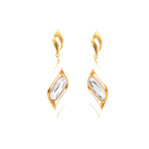 Boucles d'oreilles pendantes tendance pour femmes, en acier inoxydable 316L, plaqué or PVD, durables, résistantes, avec cristaux blancs en forme de goutte d'eau - Product Image 2