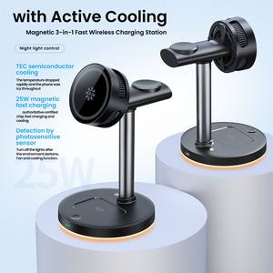 Ventilador de Enfriamiento Activo TEC Multifuncional de Tendencia 2026, Estación de Carga Inalámbrica Rápida Magnética 3 en 1 con Luz Nocturna, Soporte de 25 W - Product Image 3