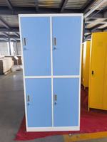 Armoire de rangement en acier à 4 compartiments OEM/ODM, casier de bureau en acier à 4 portes, armoire de rangement métallique durable pour salle du personnel, salle de sport, école