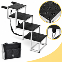 Rampe et escalier pour chien pour voiture, 4 marches, cadre métallique, marches pour animaux de compagnie pour coffre de SUV, petits chiens seniors, marches texturées, voyage, OEM ODM
