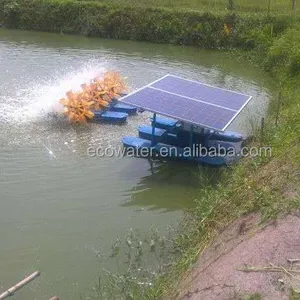 Ecoaquaculture Solar impellers paddle wheel aerator for small pond solar powered water oxygenator with controller