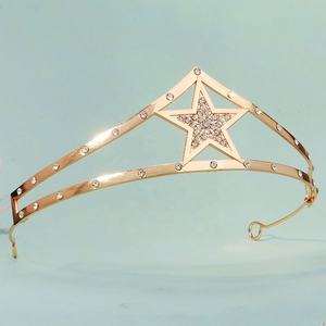 มงกุฎรูปดาวห้าแฉกประดับเพชรโลหะผสมสุดหรูสำหรับเด็กสไตล์ยุโรปอเมริกัน มงกุฎทองคำสำหรับถ่ายรูปเจ้าหญิง - Product Image 5