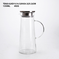 Pichet en verre de 68oz avec couvercle/carafe à eau en verre résistant à la chaleur avec poignée pour boissons chaudes/froides