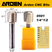 Fresa para router ARDEN 0501CNC con vástago de 1/4 pulgada, punta de carburo de 1/2 pulgada de diámetro, punta redonda, ranura en U, para carpintería