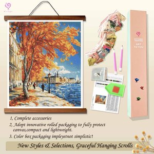 Kit de Pintura de Diamantes 5D, Paisaje Otoñal con Árbol, con Marco, Taladro Redondo, Manualidades, Decoración Artística, Rectángulo 43x54cm - Product Image 4