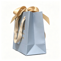 Sacs en papier personnalisés imprimés, sacs cadeaux de luxe avec logo en feuille d'or et poignée en ruban satiné pour l'emballage de masques faciaux et de nettoyants pour le visage