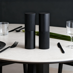 Juego <span class=keywords><strong>de</strong></span> molinillo Manual <span class=keywords><strong>de</strong></span> sal y pimienta <span class=keywords><strong>de</strong></span> madera, 2 uds., cuchillas <span class=keywords><strong>de</strong></span> cerámica, diseño estriado, molinillo <span class=keywords><strong>de</strong></span> pimienta, grosor ajustable, acabado negro, cocina - Product Image 2