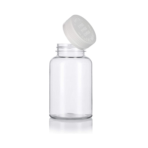 38mm cổ 100cc 120cc 150cc 200cc Pet trắng rõ ràng đóng gói Gummy bổ sung Jar viên nang container nhựa Pill chai với CRC cap - Product Image 1