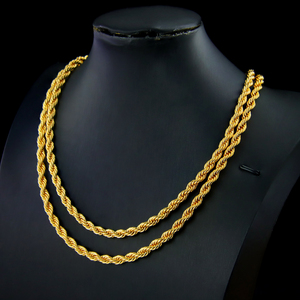 Luxury Dubai Gold Plated Twist <b>Rope</b> <b>Chain</b> 45cm 60cm 21k Gold Color Fashion <b>Chain</b> Necklace for Women Daily Wear - Product Image 1