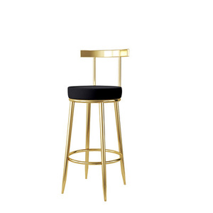 Silla de Barra <span class=keywords><strong>Alta</strong></span> de Metal Nórdico de Lujo, Dorada, para el Hogar, de Terciopelo, de Cuero, Moderna, Económica, para Barra de Cocina, Muebles para <span class=keywords><strong>Mesa</strong></span> de Bar - Product Image 2