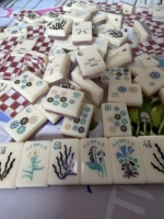 Jeu de Mahjong Américain en Acrylique Thème Océan Premium, 160 Tuiles, Jeu de Table Portable pour Réunions Familiales et Divertissement