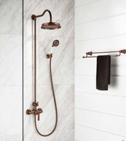 Ensemble de mitigeur de douche à poignée unique en bronze huilé classique noyau de Valve en céramique en laiton Durable jet de Massage de pluie douce pour hôtels