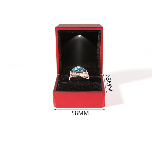 DIGU Premium LED Light Engagement Ring Box Jewelry Packaging - Velvet Lined Flip Top Jewelry Display Rings Gift Box for Wedding