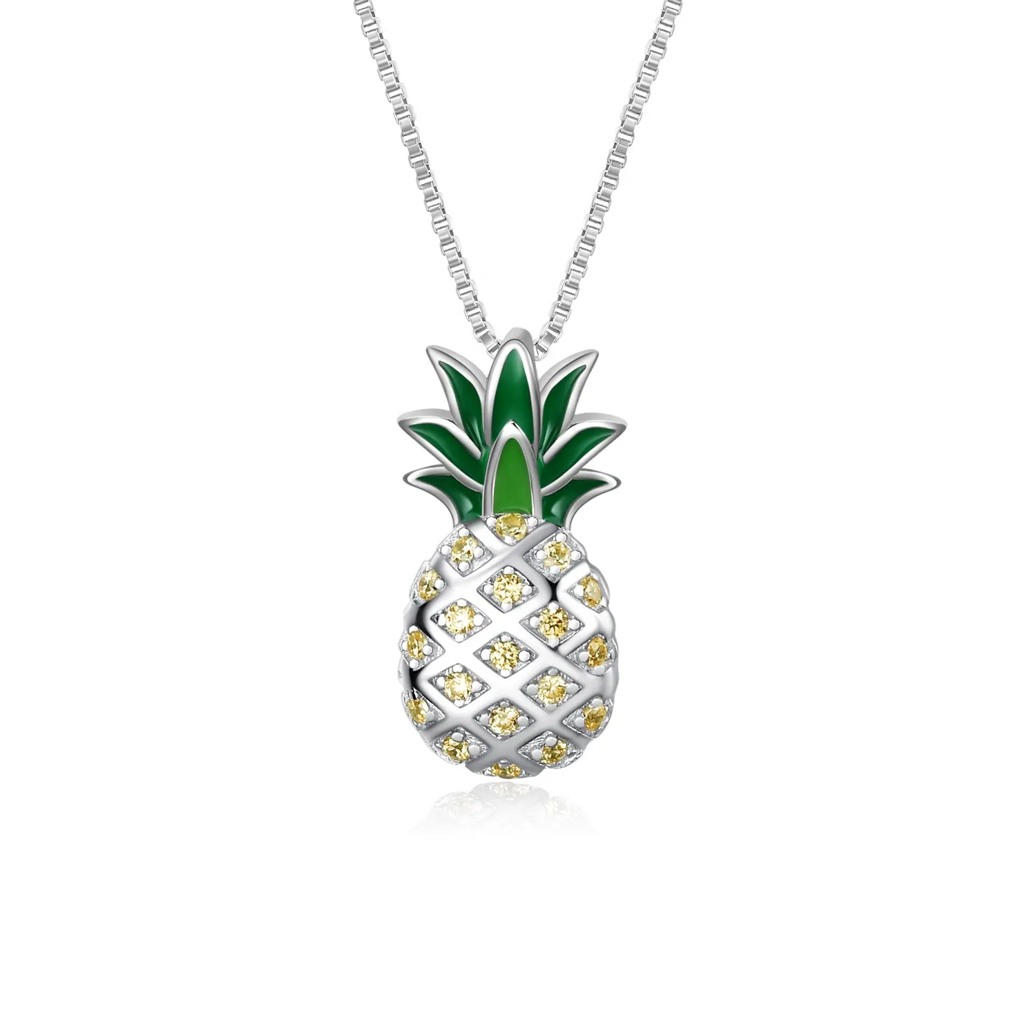Schmuck Geschenk Hersteller individueller Fruchtanhänger 925 Sterling-Silber Zwei-Töne-Ananas-Halsband