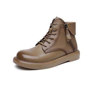 2022 nuevo cuero de vaca genuino Vintage para botas Martin para mujer corto otoño primavera estilo occidental con Color de Punta frotada - Product Image 2