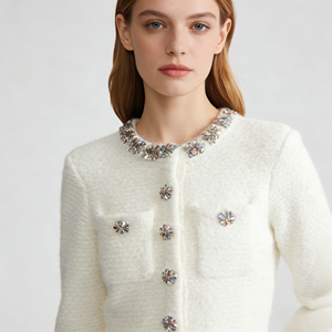 S*P 2026 Nuovo Abito in Maglia Elegante Stile Socialite Francese con Diamanti Colorati e Lavorazione Artigianale di Lusso Leggero per Primavera e Autunno - Product Image 2