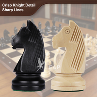 LEAP Ensemble d'échecs en bois artisanal de luxe 34 pièces, avec doubles reines extra lourdes, design Staunton, hauteur du roi 9,7 cm/3,8 pouces