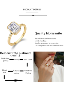 Bagues en Moissanite Serties de 3 Carats Taille Émeraude Couleur D VVS1 en Argent S925 pour Femme avec Certificat – Idéales pour Mariage et Promesse - Product Image 5