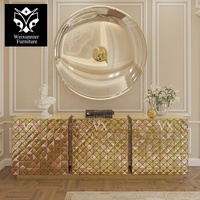 Buffet moderne de luxe en acier inoxydable Buffet double face triangulaire trois portes pour la maison et le salon