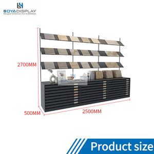 Expositor de Muestras de Madera y Metal con Estantes Ajustables y Cajones, Multi-Rejilla para Muestras de Pisos de Madera - Product Image 5
