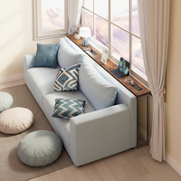Console étroite en bois de 78,8 pouces avec station de charge intégrée pour salon, entrée, table de canapé, marron rustique
