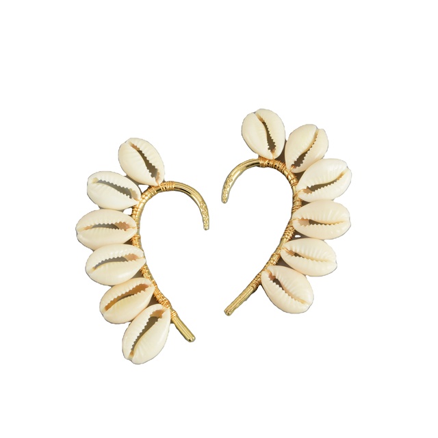 Bohemia Creative Gold Plated Cowrie Earrings Ear Cuff No Piercing for Women Jewelry