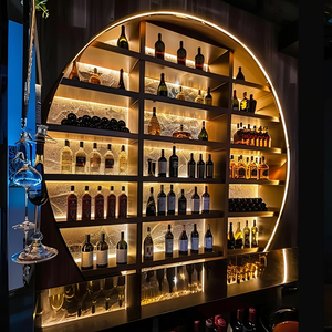 עיצוב בר מסחרי נירוסטה ריהוט ביתי מודרני מדף אחורי לבר ייעודי לתצוגת יין תאורת לד ציפוי PVD - Product Image 3