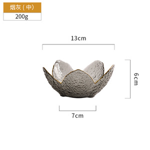 Bol à salade de fruits en verre irrégulier de style japonais créatif <span class=keywords><strong>dessin</strong></span> gris pétale d'or ménage - Product Image 6