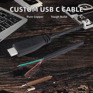 Настраиваемый USB Type-C штекер с разъемом «Папа-мама» 2/4 ядро, обрезанная проволока, ПВХ-куртка с оплетенным экранирующим кабелем с открытым концом - Product Image 2