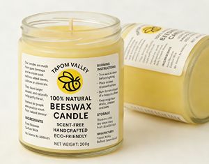 Velas de Pilar Tapom Valley Zimbabwe de 200g, Cera de Abejas y Aceite de Coco, Quema Limpia Natural, Decoración para el Hogar - Product Image 5