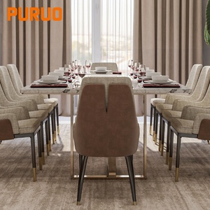 Tavolo da Pranzo di Lusso Puruo con Piano Ovale Asimmetrico su Base a Tre Gambe Dorate Massicce - Product Image 4