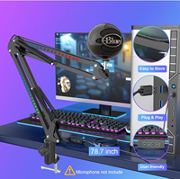 Pied à bras articulé pour microphone LED RVB, bras ciseaux réglable à suspension, avec commande USB, idéal pour le streaming