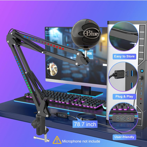 ขาตั้งแขนสโคนแบบปรับระดับพร้อมไมโครโฟน LED RGB พร้อมระบบควบคุมผ่าน USB สำหรับการถ่ายทอดสดพอดแคสต์และเล่นเกม - Product Image 4