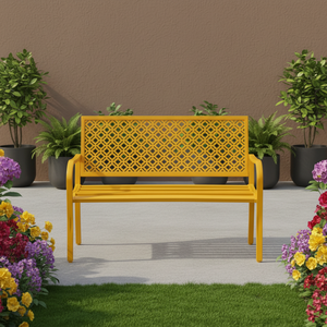 Bancs de jardin en métal recyclé jaune pour balcon, choix de premier choix Long Park, pour garçon et fille - Product Image 5