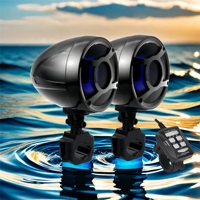 Système audio amplificateur pour moto, UTV, ATV Shark 12V, FM, USB, stéréo, haut-parleurs 2 voies en plastique étanche de 3 pouces, 97 noir, garantie 3 ans