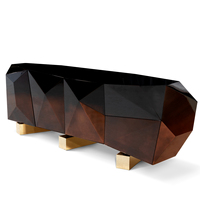 Buffet de salle à manger américain moderne de luxe, couleur personnalisée, avec finition en feuille d'or et dégradé brun translucide